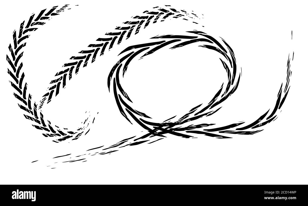 Le tracce degli pneumatici segnano lo sfondo in bianco e nero Vector Illustrazione Vettoriale