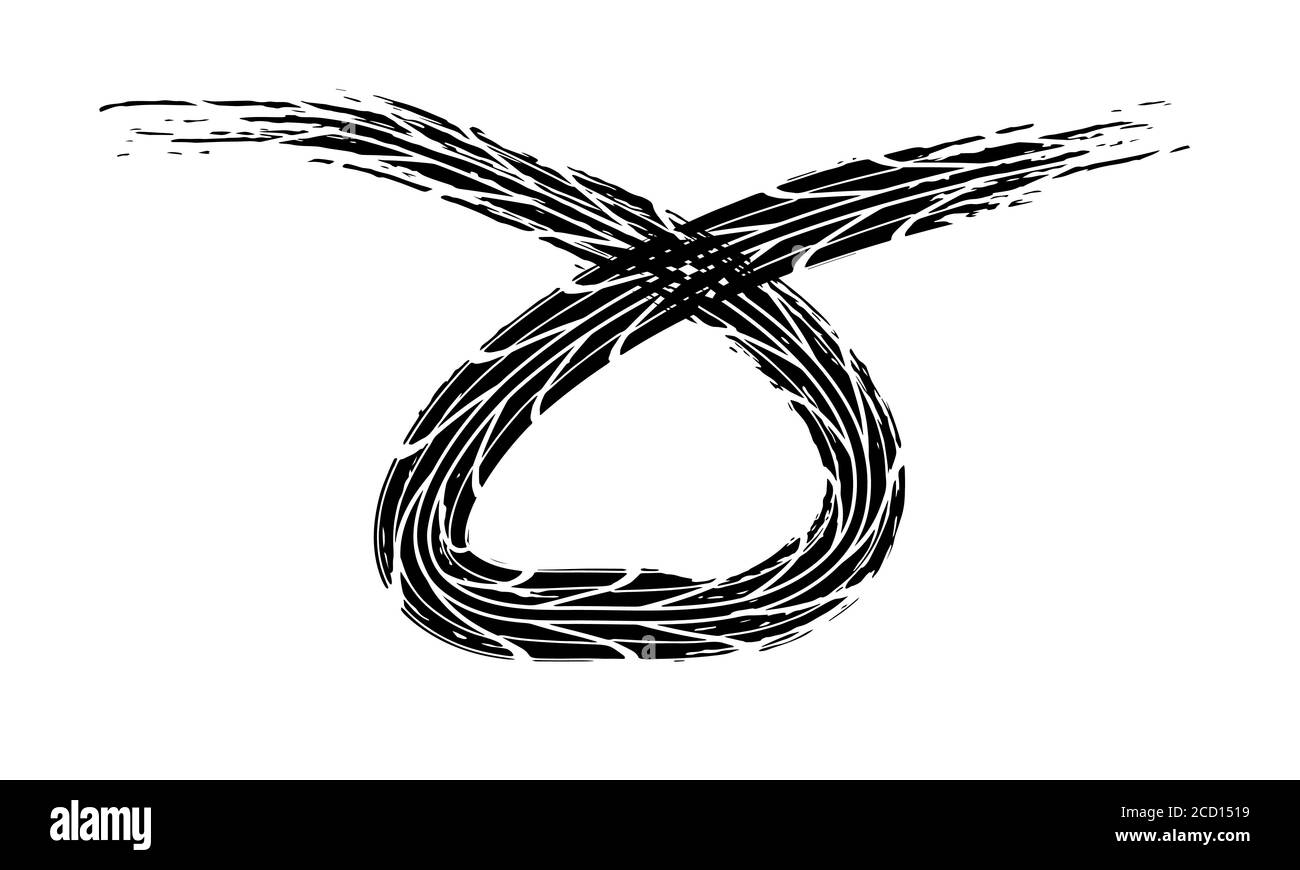 Le tracce degli pneumatici segnano lo sfondo in bianco e nero Vector Illustrazione Vettoriale