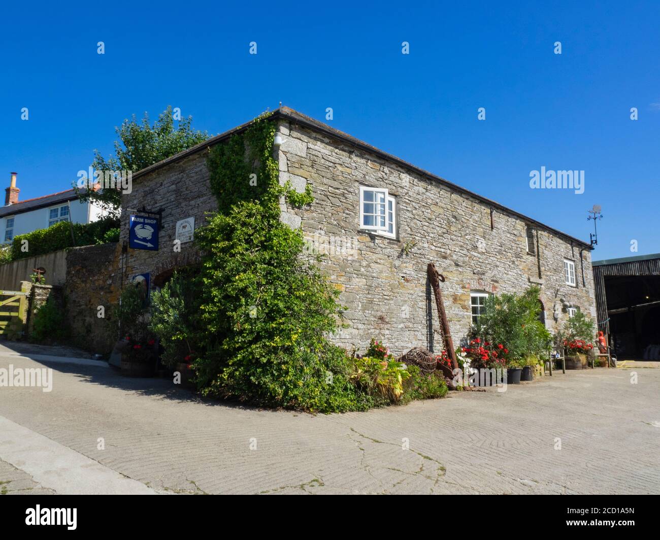 Curgurrell Farm and Shop, Portscatho, la Penisola Roseland, Cornovaglia, Regno Unito Foto Stock