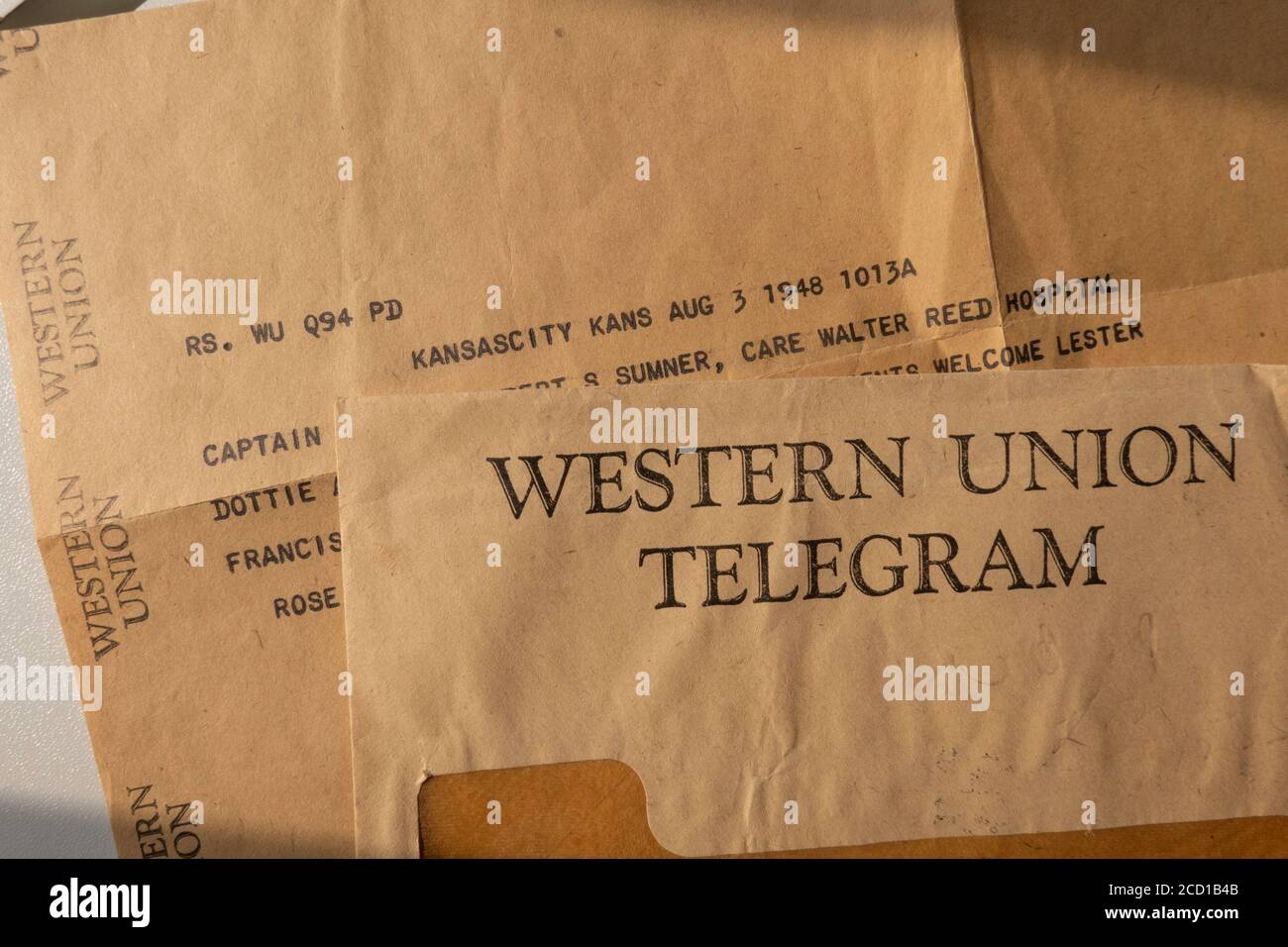 1940 Western Union telegramma ancora in vita, STATI UNITI D'AMERICA Foto Stock