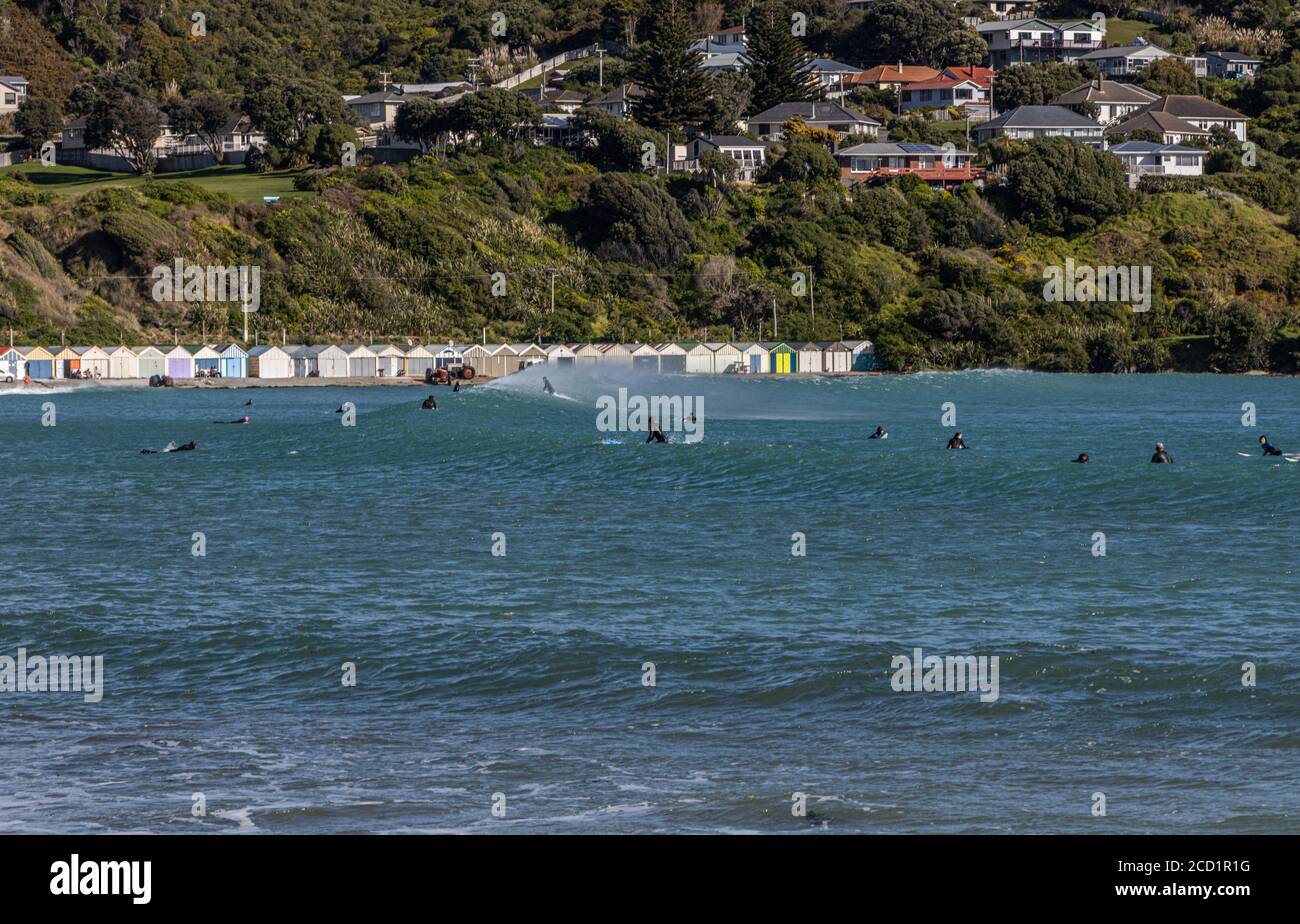 Tentativo di catturare un'onda Foto Stock