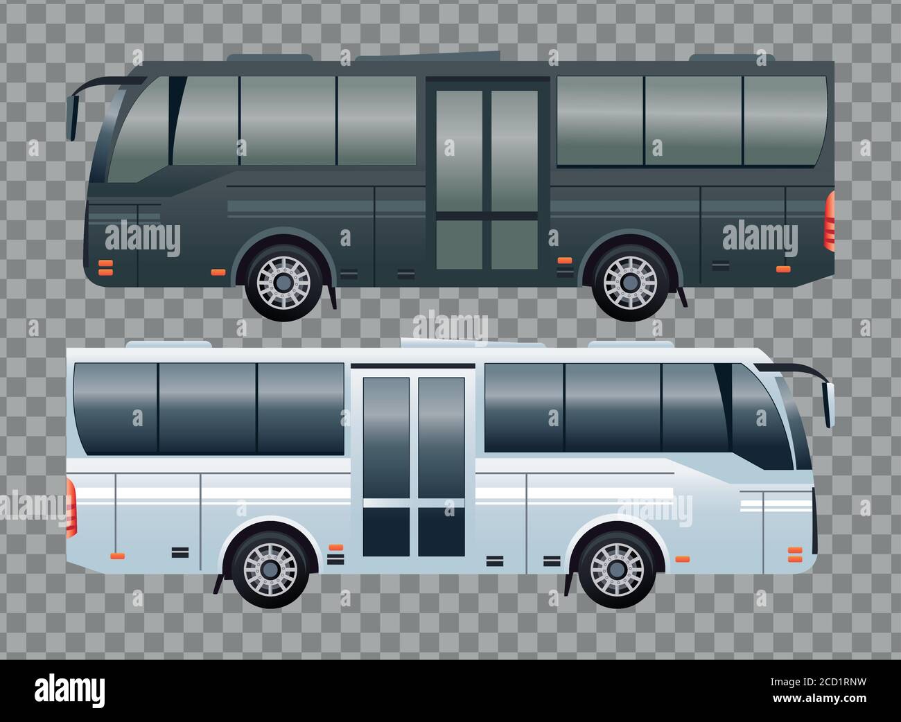 veicoli per il trasporto pubblico in autobus bianchi e neri disegno di illustrazione vettoriale Illustrazione Vettoriale