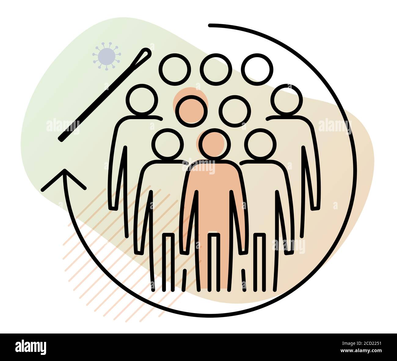 Tampone nasale di livello comunitario - tampone nasofaringeo analisi e raccolta dei campioni - Icon AS eps 10 file. Illustrazione Vettoriale