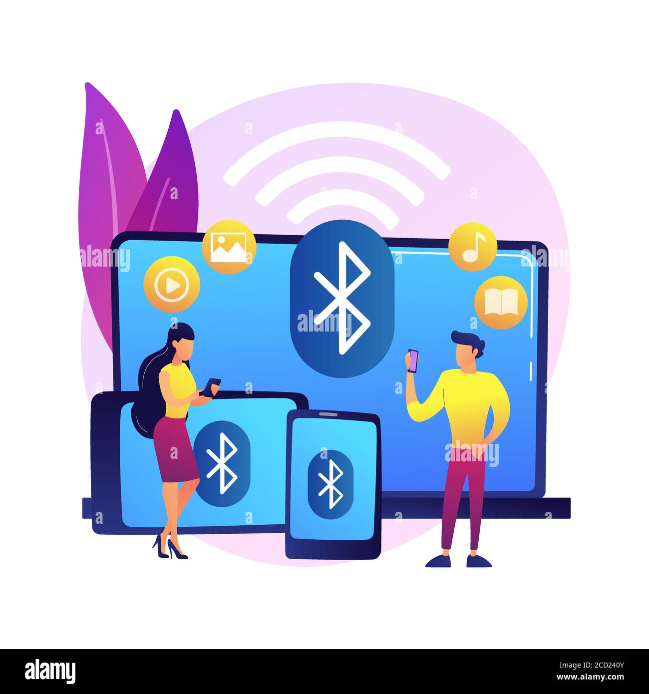 Illustrazione vettoriale del concetto astratto di connessione del dispositivo wireless. Illustrazione Vettoriale