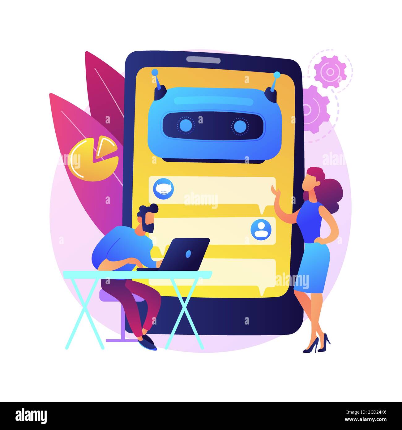 Illustrazione vettoriale del concetto astratto della piattaforma di sviluppo chatbot. Illustrazione Vettoriale