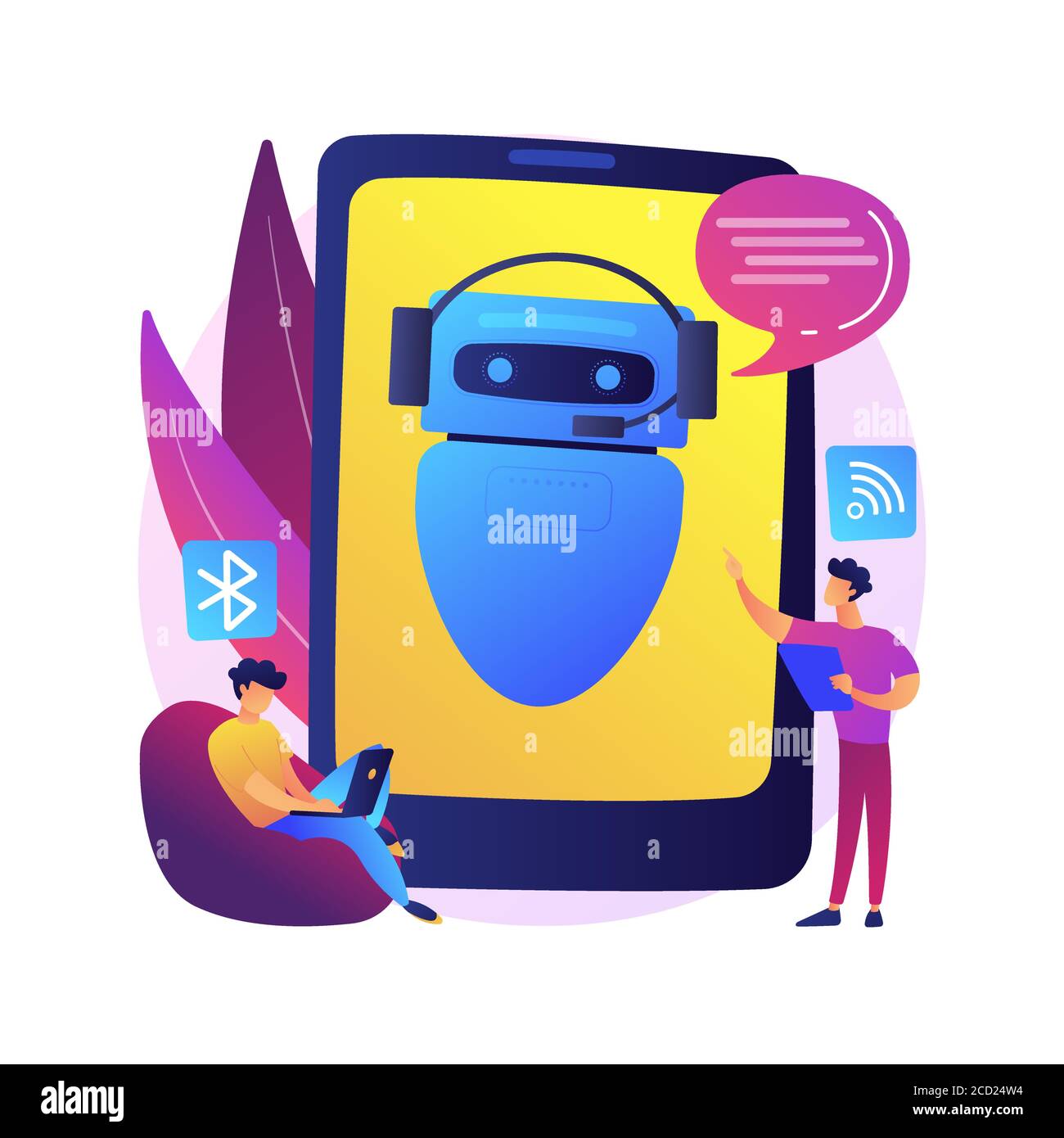 Illustrazione vettoriale astratta del concetto di assistente virtuale di chatbot. Illustrazione Vettoriale