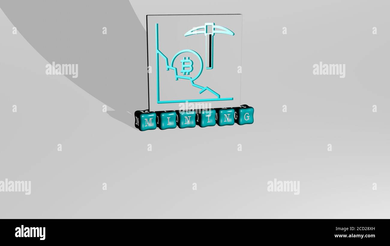 Illustrazione in 3D di grafica e testo di estrazione realizzati con lettere a dadi metallici per i significati correlati del concetto e delle presentazioni, illustrazione in 3D Foto Stock