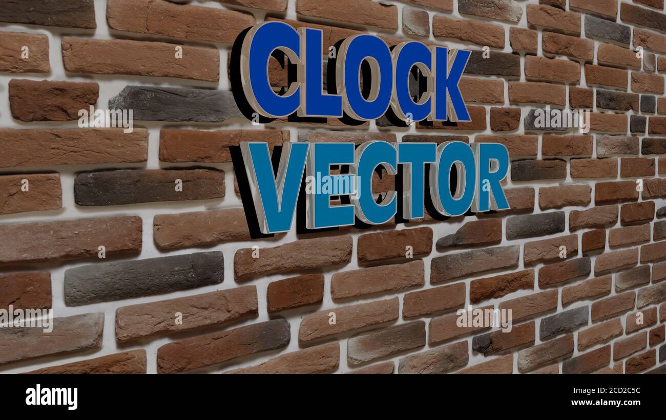 Testo VETTORIALE OROLOGIO su parete testurizzata, illustrazione 3D Foto Stock