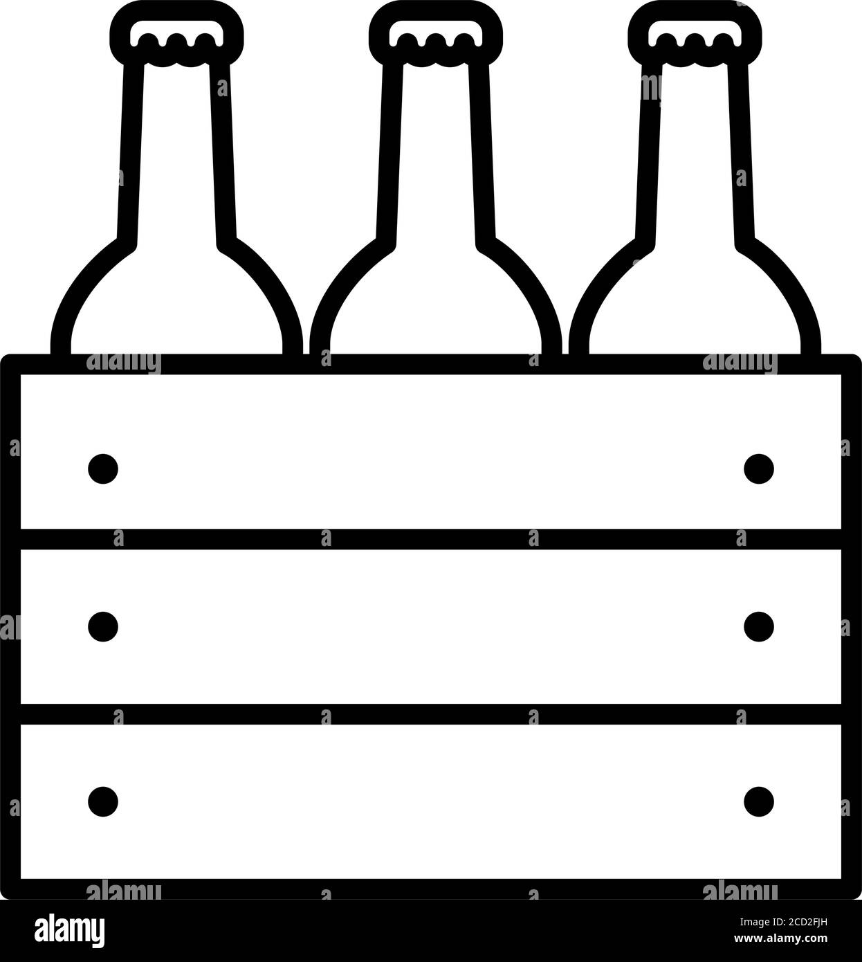 scatola con l'icona delle bottiglie di birra su sfondo bianco, stile della linea, illustrazione vettoriale Illustrazione Vettoriale