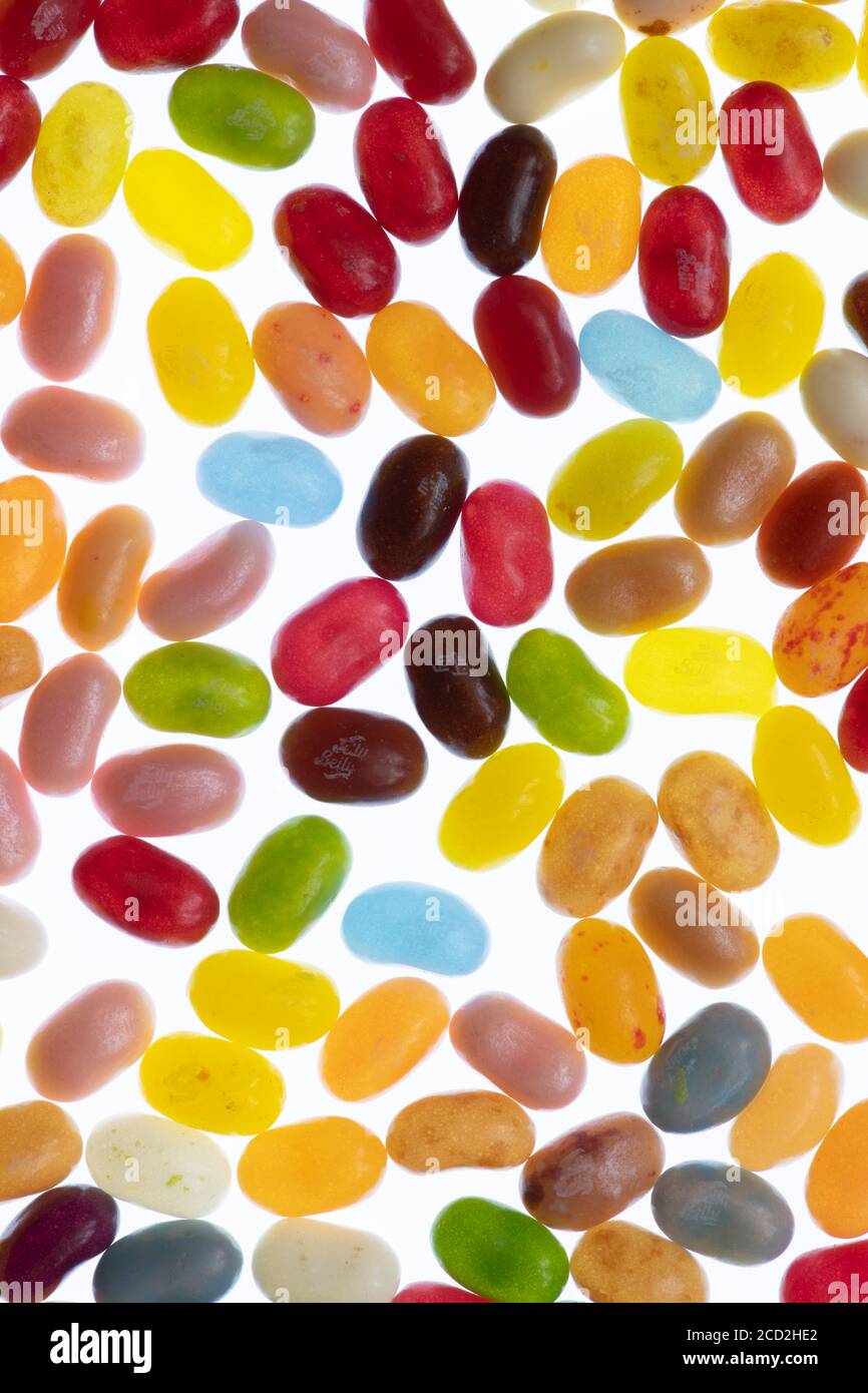 American Jelly Beans pattern su sfondo bianco Foto Stock
