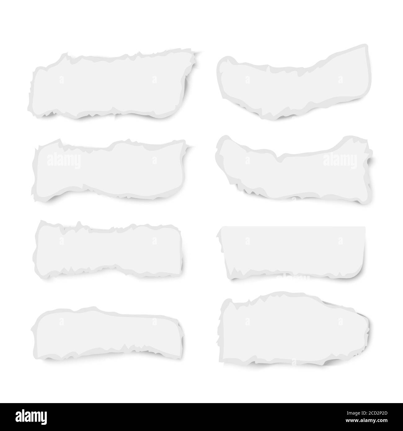 Set di pezzi di carta strappata varoiosa isolati su sfondo bianco, illustrazione vettoriale realistica Illustrazione Vettoriale