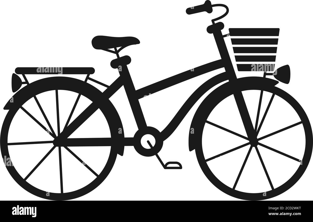 Bicicletta cittadina in bianco e nero Illustrazione Vettoriale