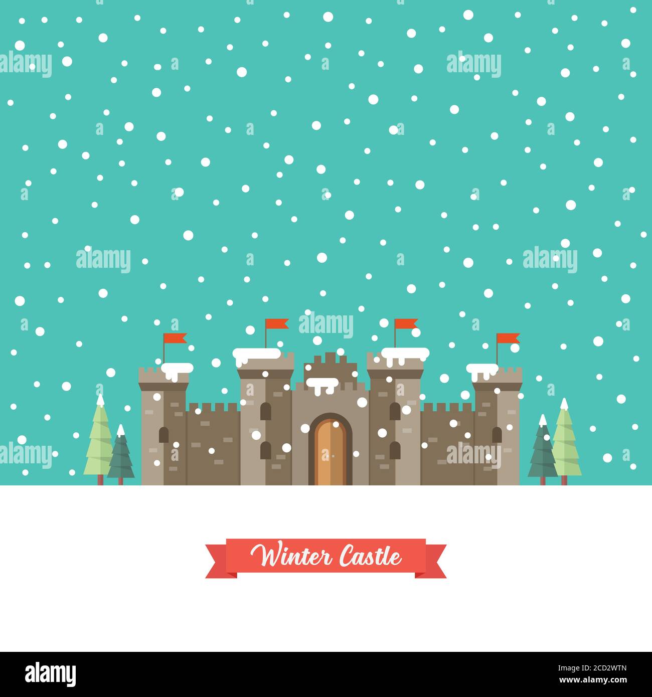 Castello nella stagione invernale. Illustrazione vettoriale Illustrazione Vettoriale