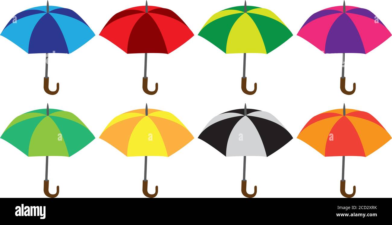Illustrazione vettoriale di un insieme di ombrelli colorati Immagine e  Vettoriale - Alamy