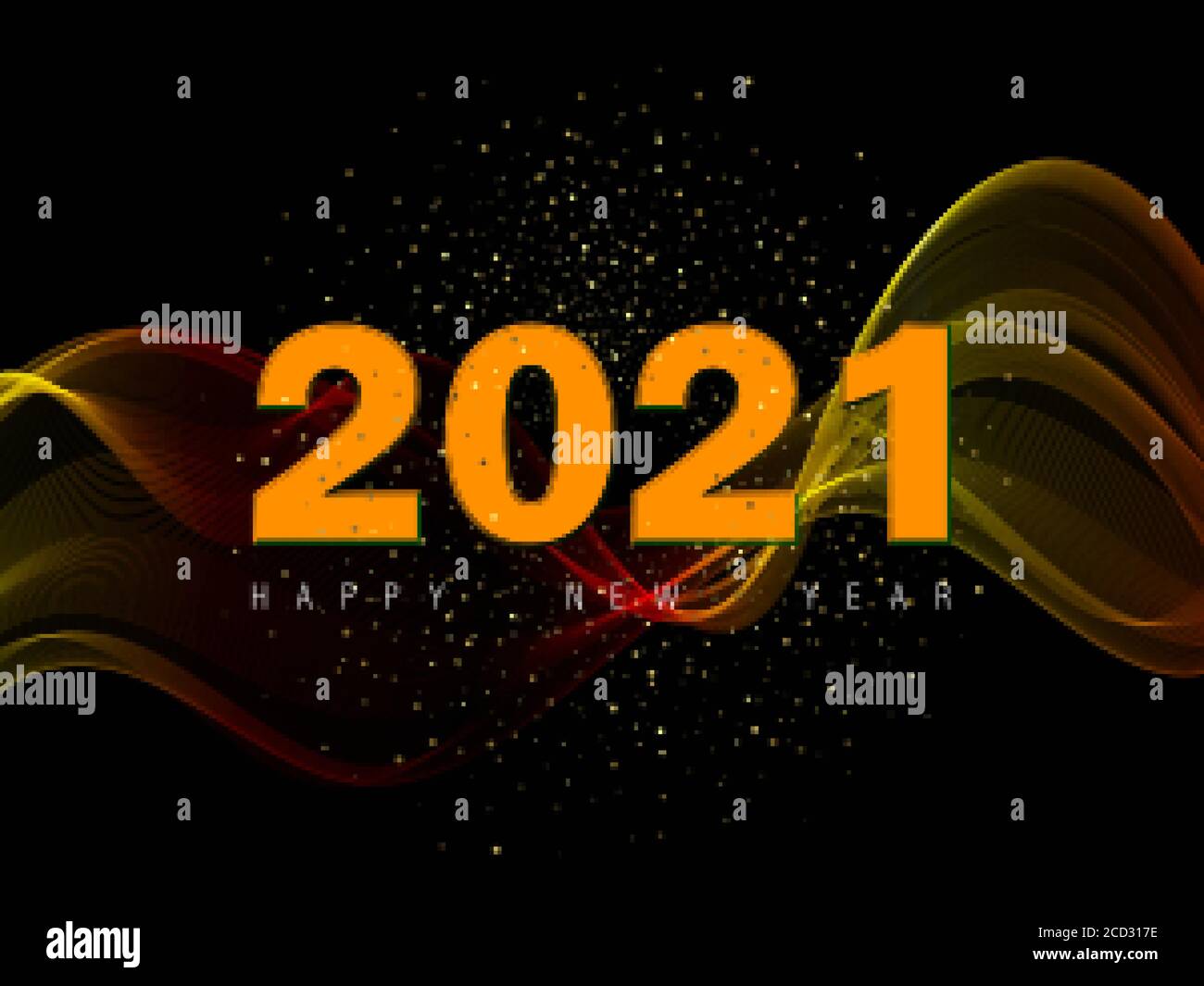 2021 New Year Abstract oro glitter e oro onda vettore elemento di progettazione Illustrazione Vettoriale