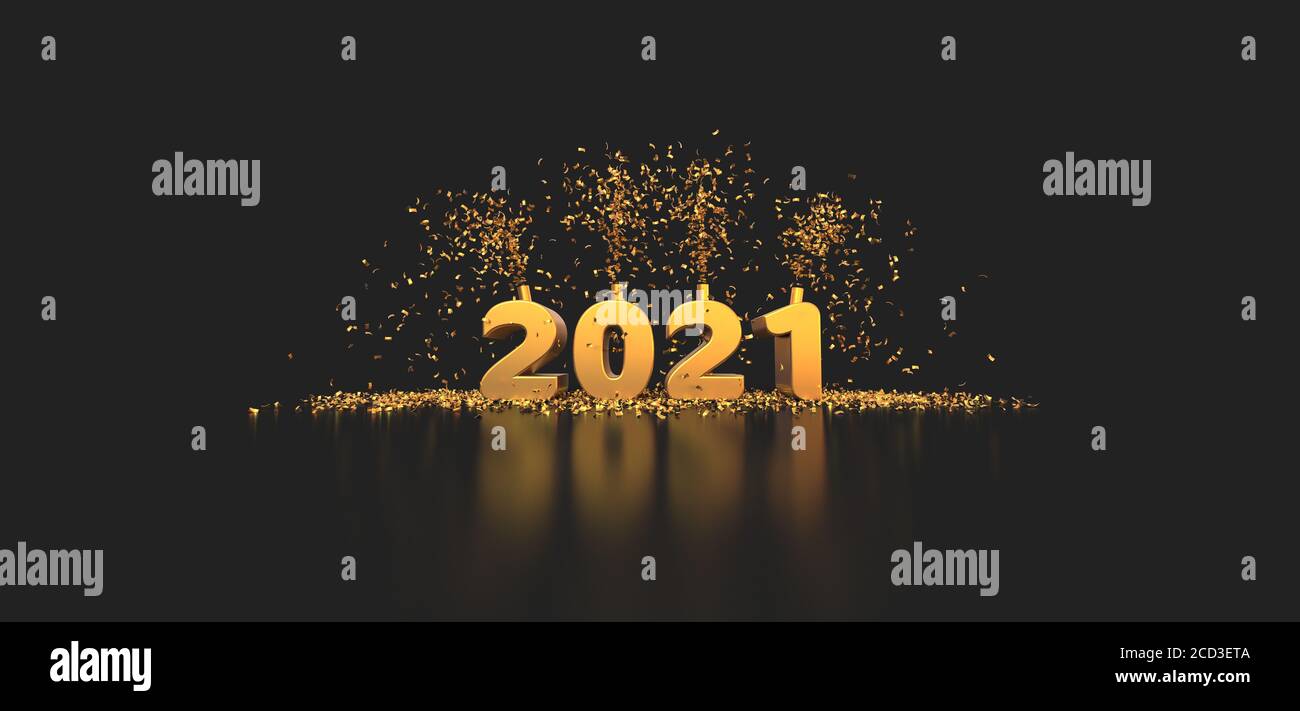 2021 titolo Celebration sfondo grigio rendering 3D Foto Stock