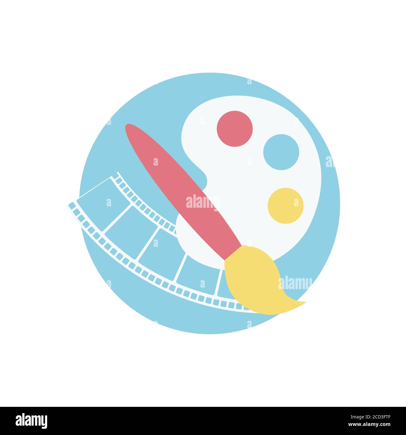 Plastica e arti visive icona. Simbolo pellicola e pennello. Illustrazione Vettoriale