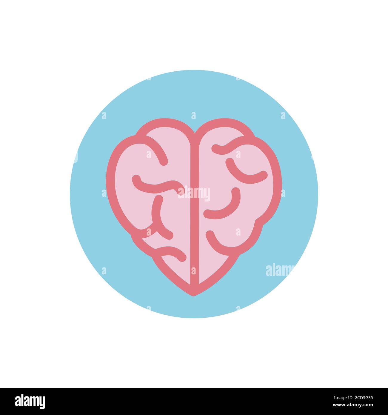 Icona di educazione emotiva. Simbolo di un cervello a forma di cuore. Illustrazione Vettoriale