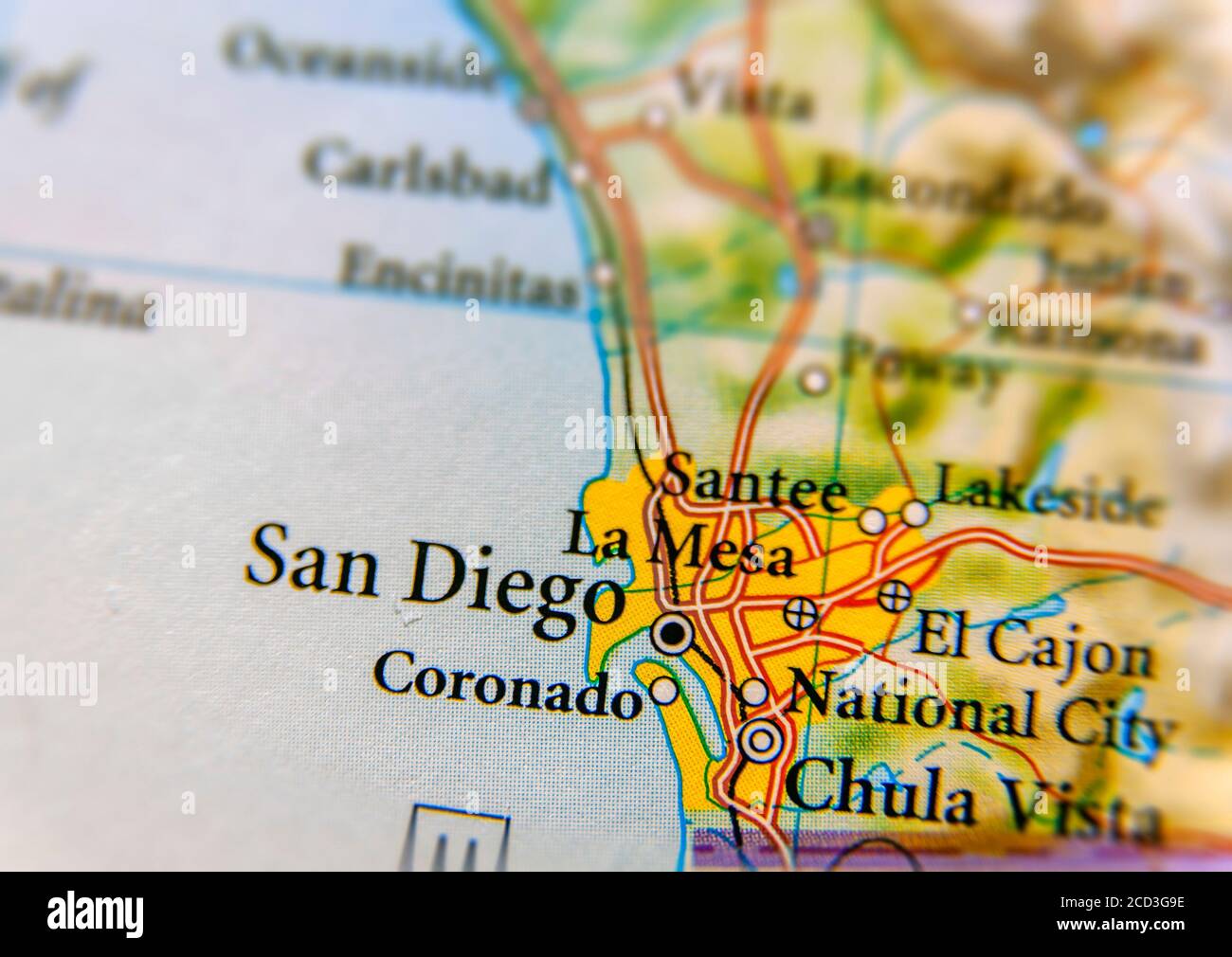 Mappa geografica della città di San Diego Foto Stock