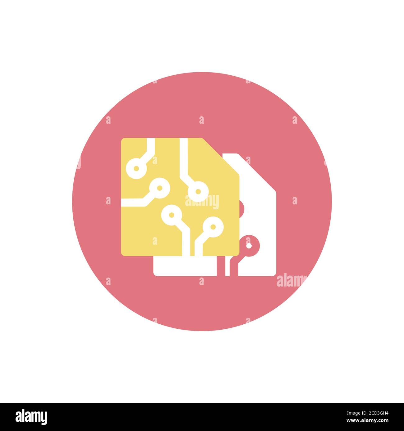 Icona della tecnologia. Simbolo rotondo dei microchip. Illustrazione Vettoriale
