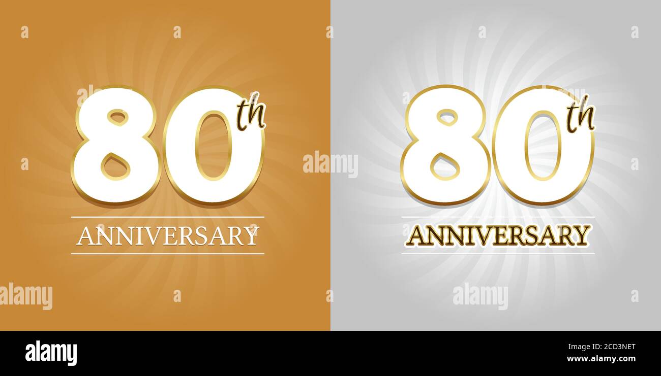 80° anniversario sfondo - 80 anni Celebrazione oro e Argento. Vettore Eps10. Illustrazione Vettoriale