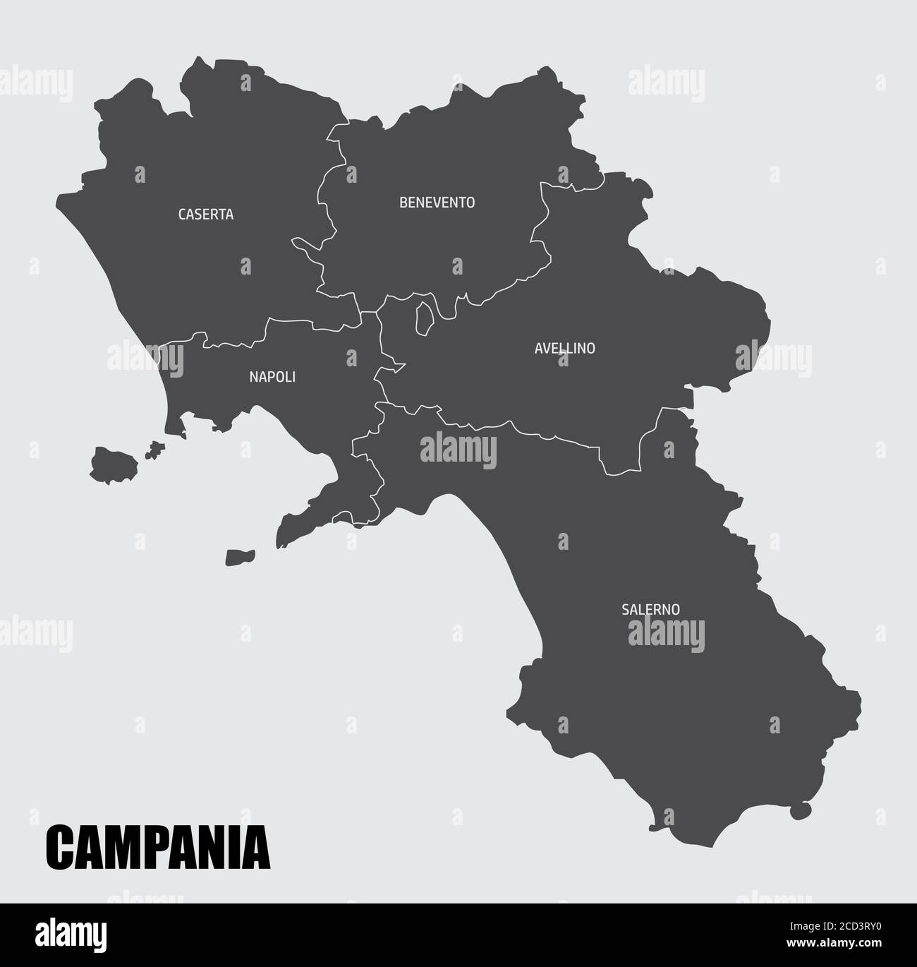 Mappa della regione Campania Illustrazione Vettoriale