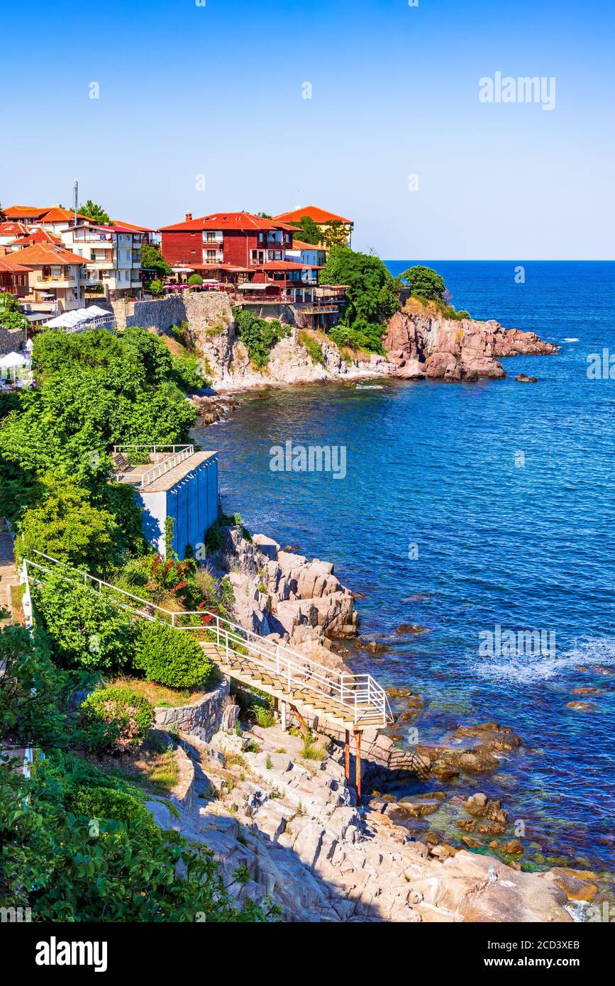 Sozopol, Bulgaria. Turqois estate acque di mare sul Mar Nero. Foto Stock