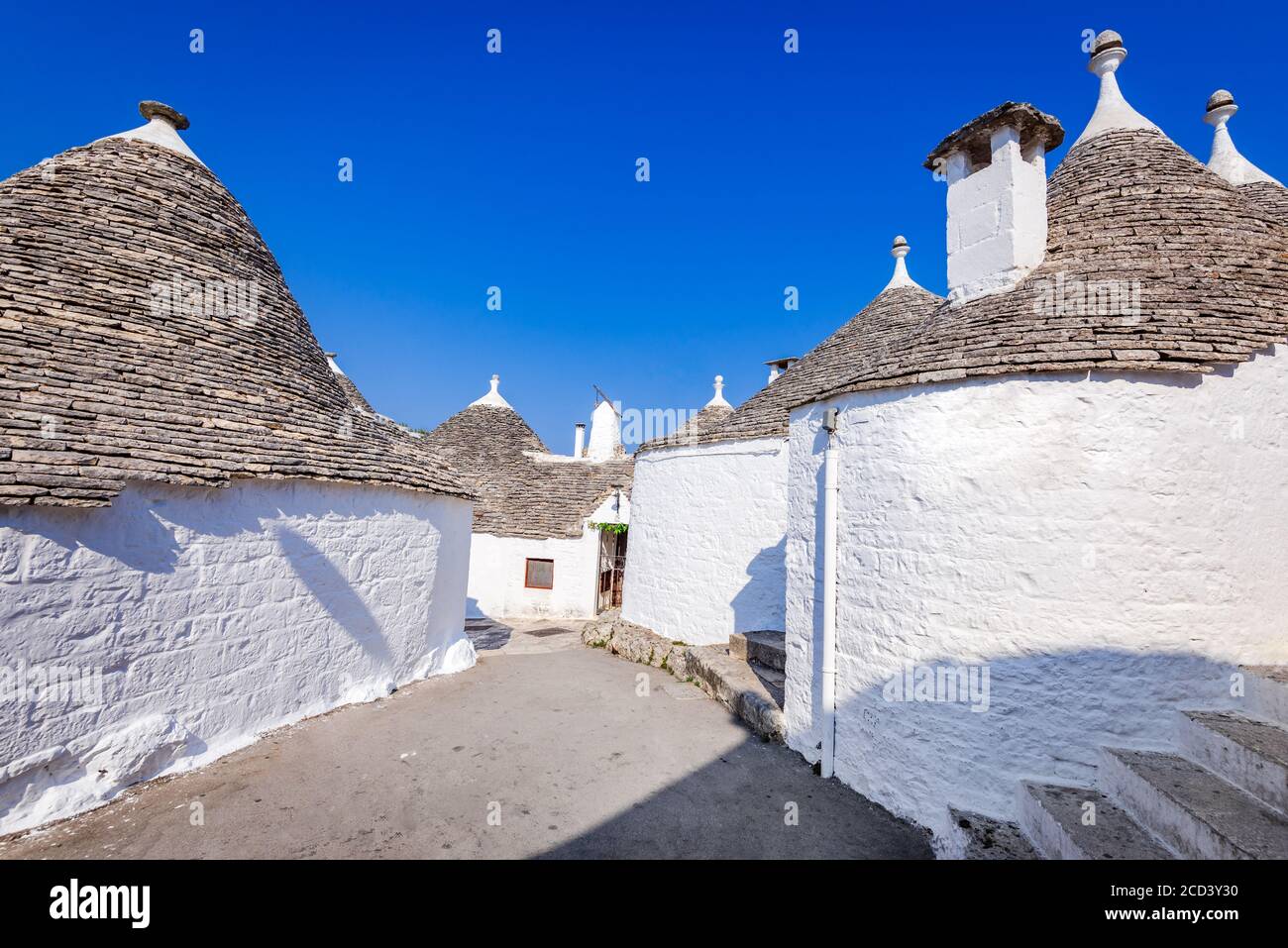 Alberobello, Italia. Case tradizionali Trulli nella città di Alberobello, Puglia in Italia. Foto Stock