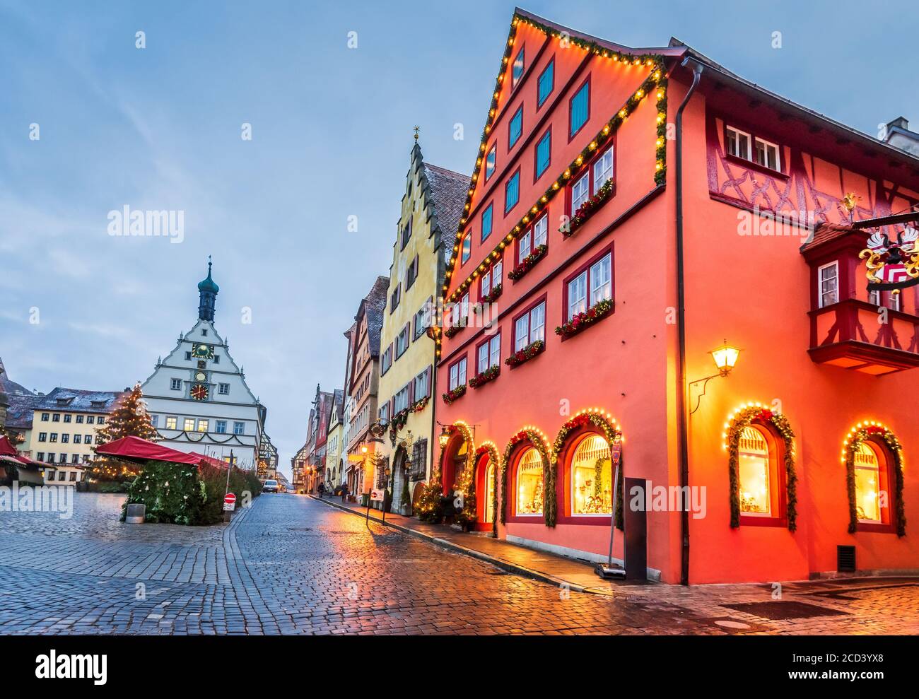 Rothenburg ob der Tauber, città natale di Franconia, Baviera in Germania. Foto Stock