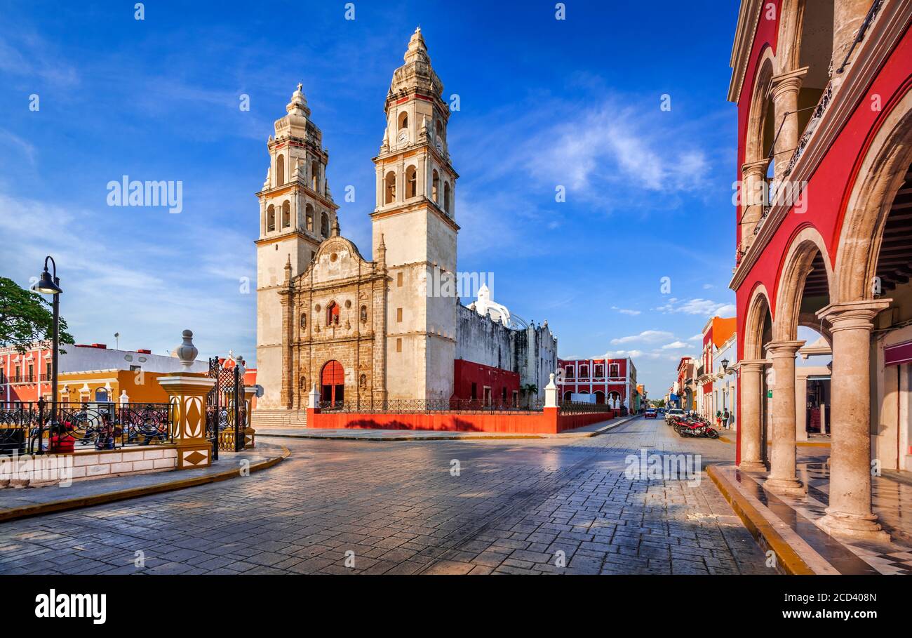 Campeche, Messico. Independence Plaza nel centro storico di San Francisco de Campeche, patrimonio dello Yucatan. Foto Stock