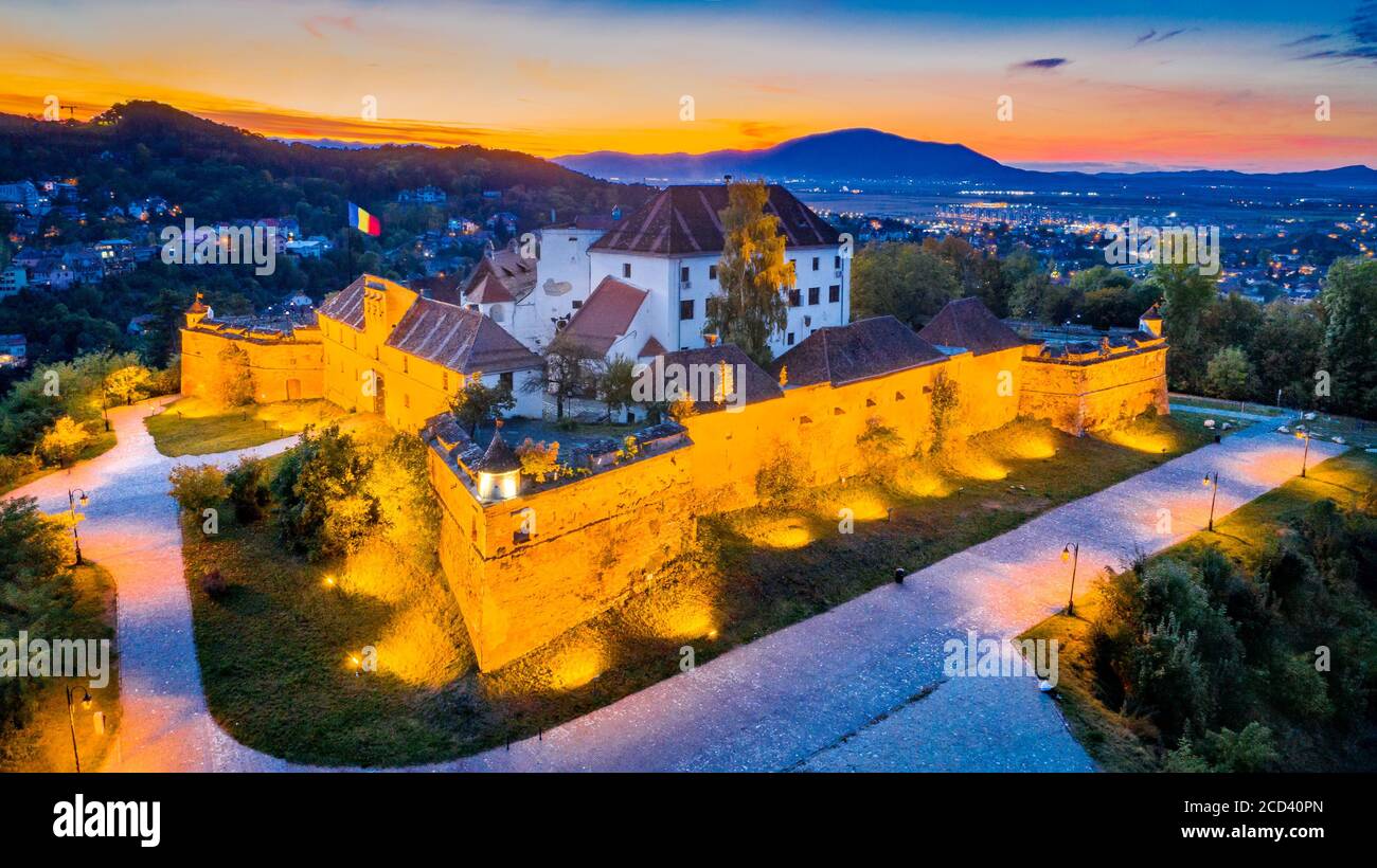 Brasov, Romania - Vista aerea della cittadella, fortezza costruita dalla Transilvania princeps Foto Stock
