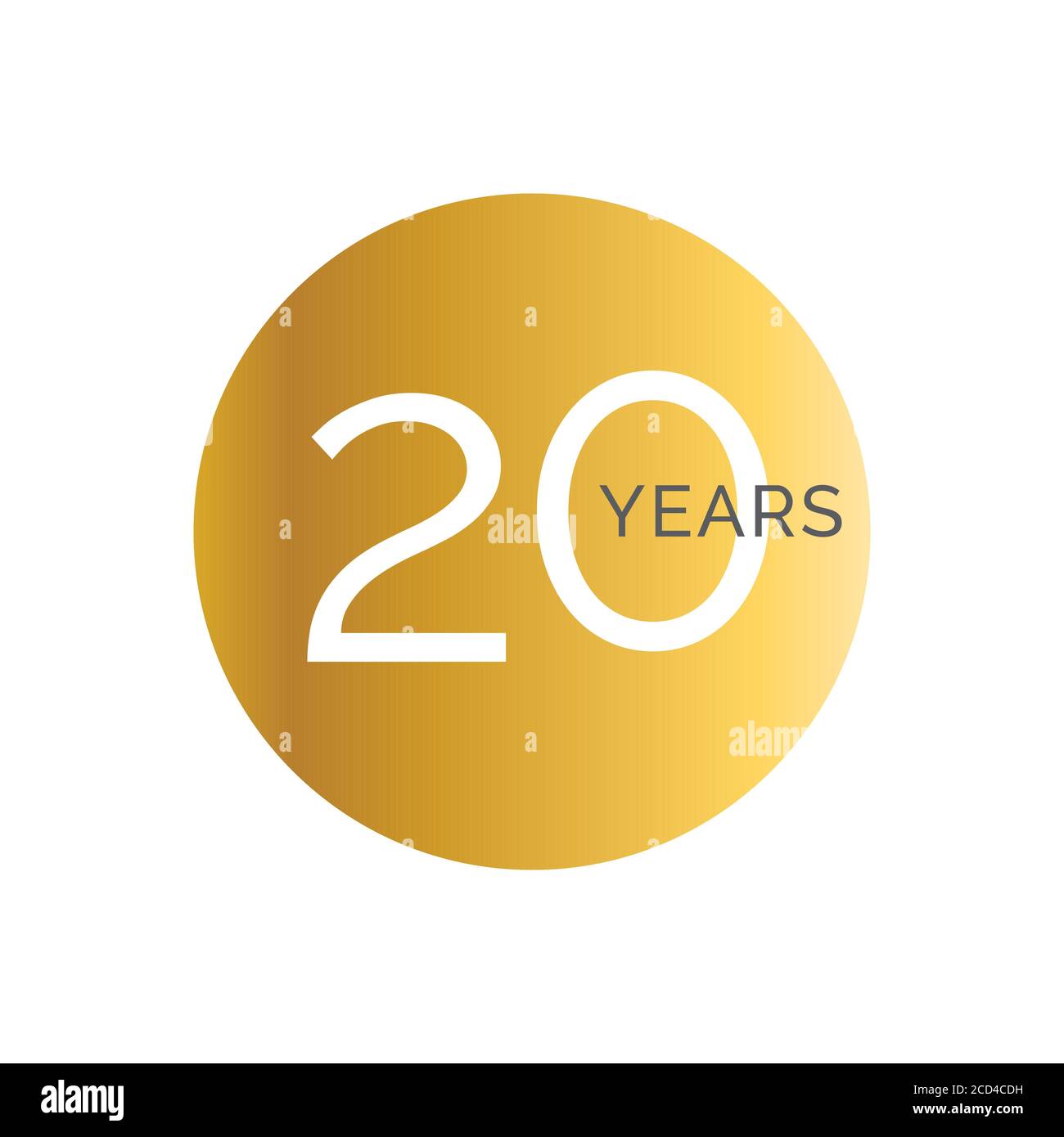 Modello banner oro 20° anniversario, ventesimo etichette giubilare, logo compleanno aziendale, illustrazione vettoriale Illustrazione Vettoriale