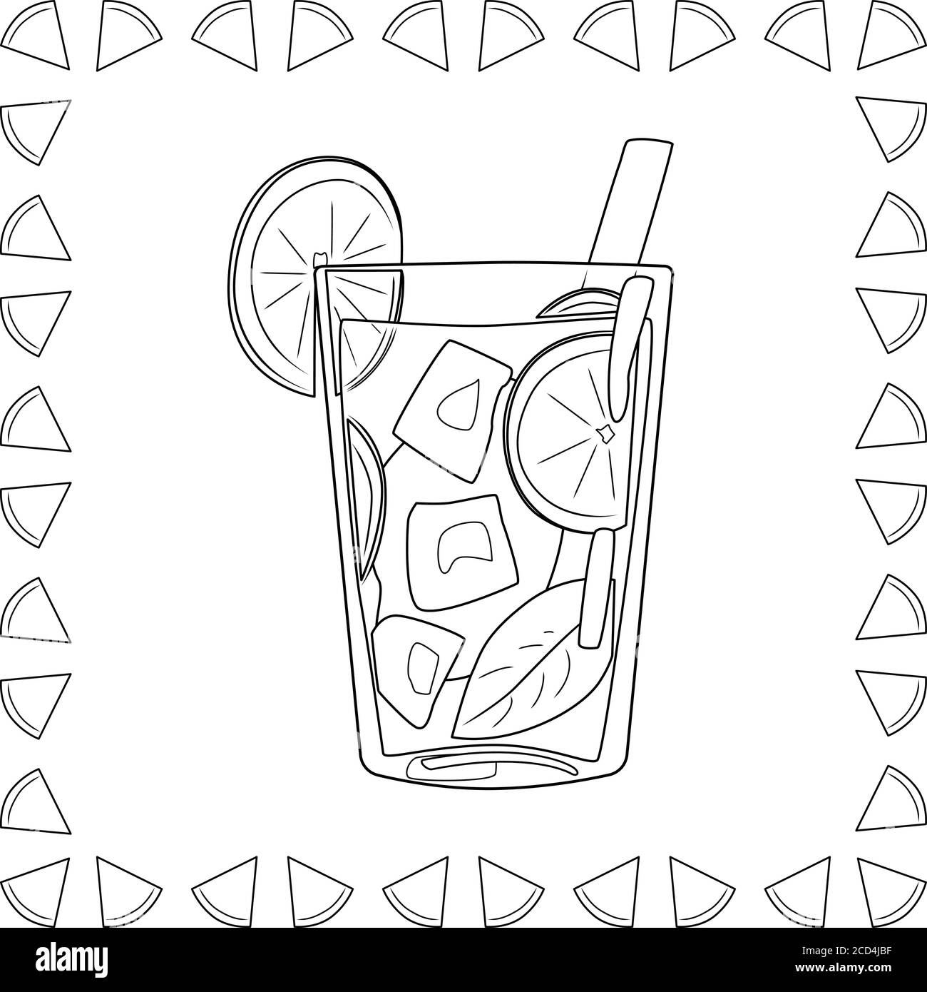 Limonata in vetro con menta e frutta, illustrazione vettoriale Illustrazione Vettoriale