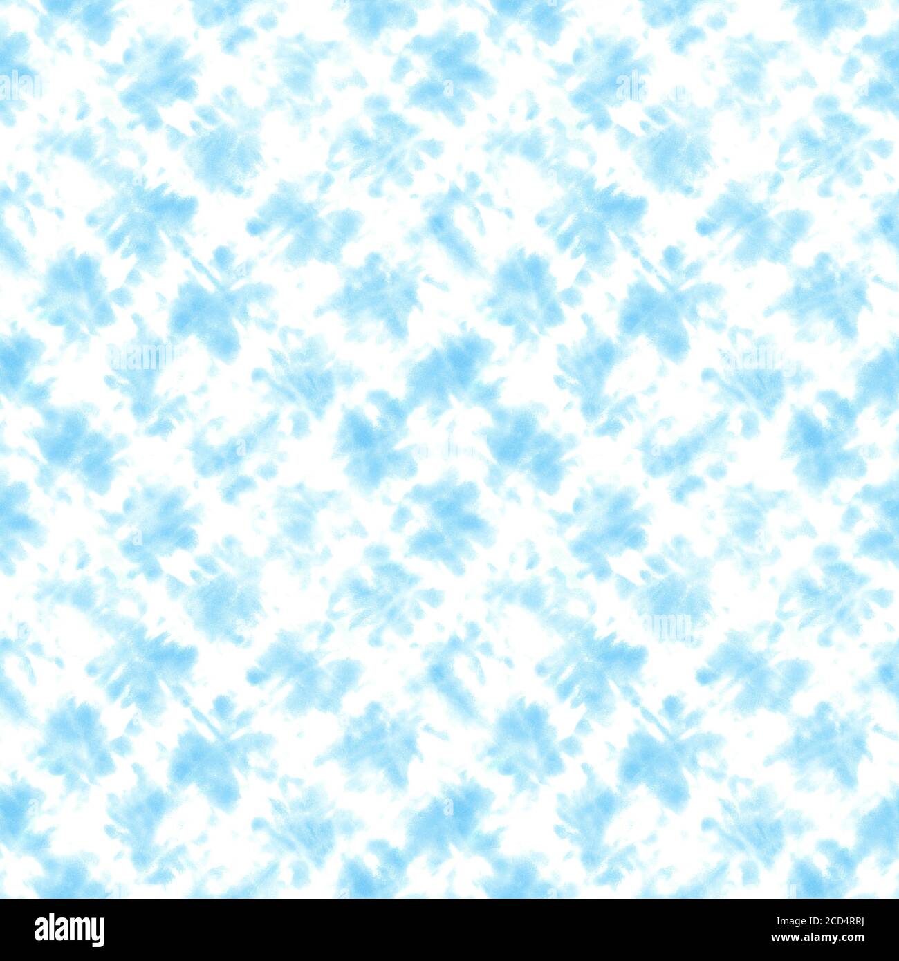 Tie dye shibori modello senza cuciture. Acquerello elementi ornamentali blu dipinti a mano su sfondo bianco. Trama astratta acquerello. Stampa per textil Foto Stock