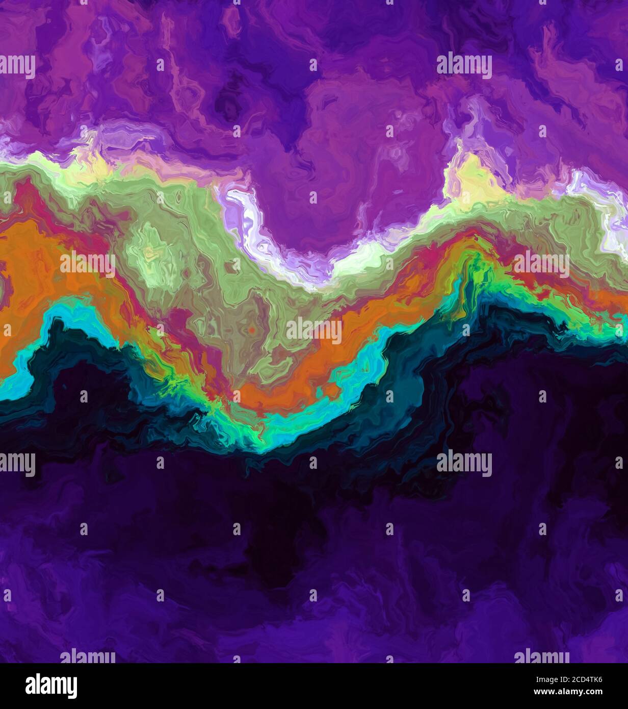 Strati ondulati di colori diversi su un foglio di carta da parati a tinta unita. Concetto di immagini geologiche e satellitari della terra Foto Stock