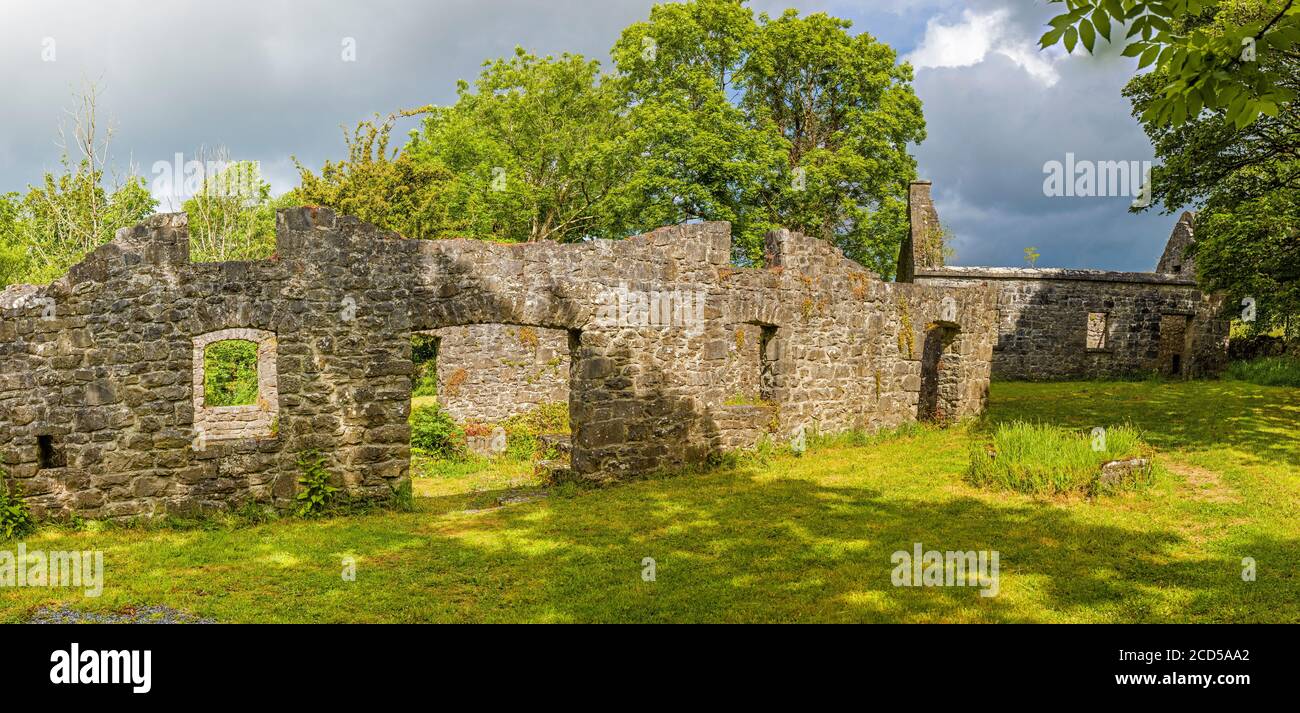 Vecchia rovina nei pressi del castello di Thoor Ballylee a Gort, nella contea di Galway, Irlanda Foto Stock