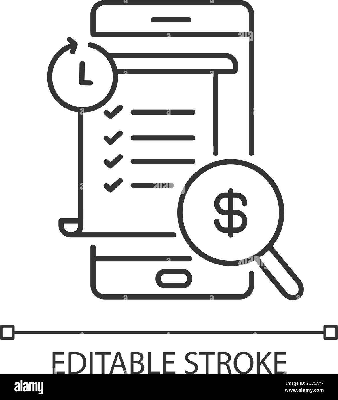 Icona lineare cronologia transazioni Illustrazione Vettoriale