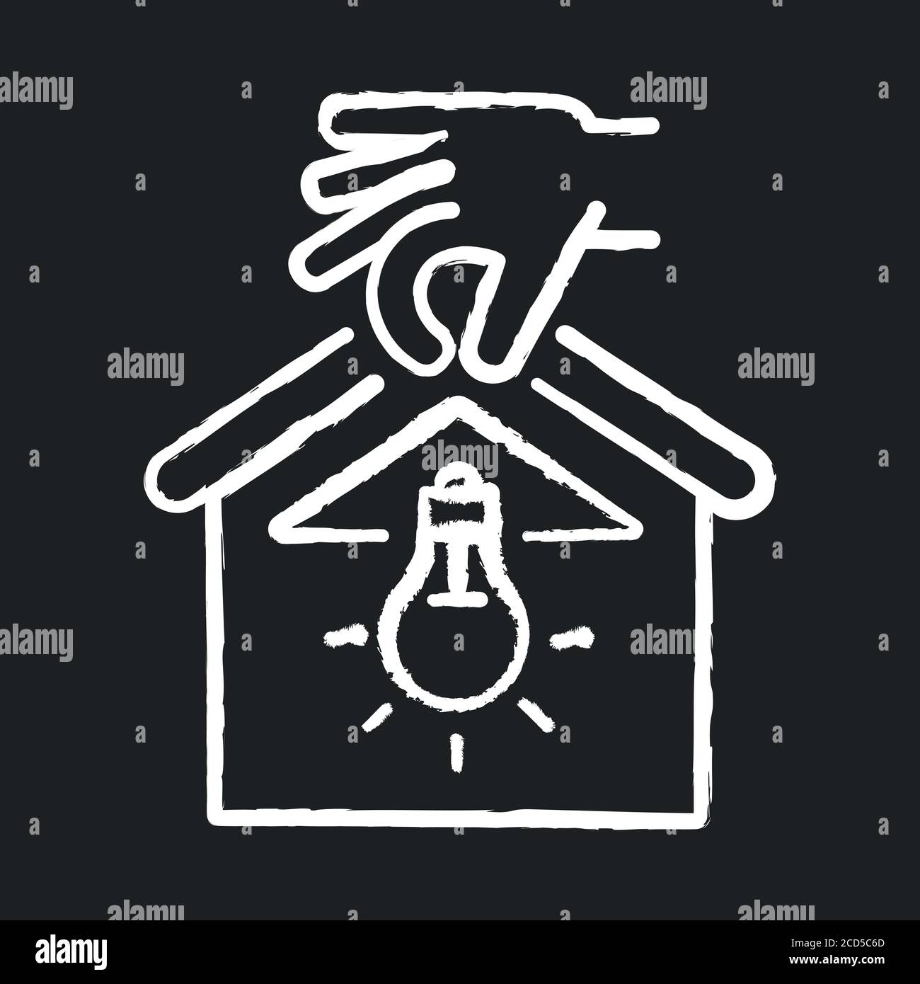 Illuminazione installazione gesso bianco icona su sfondo nero Illustrazione Vettoriale