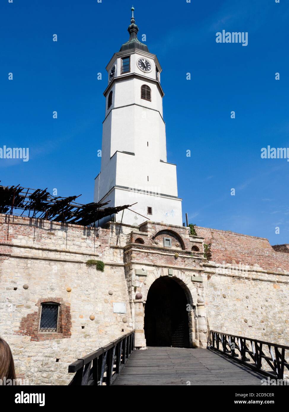 Porta Stambol con torre dell'orologio, porte di Belgrado, Belgrado, Serbia Foto Stock