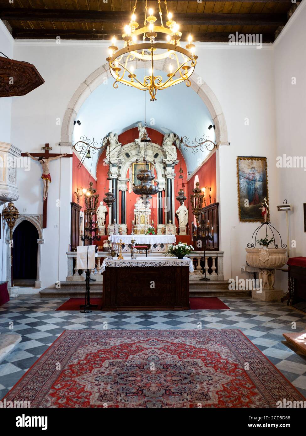 Interno della chiesa di San Nicola del 17 ° secolo, Perast, Montenegro Foto Stock