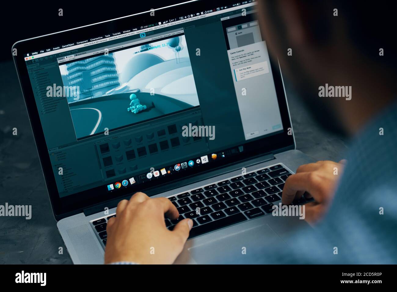 Sviluppatore di giochi creare sullo schermo principale di Unity software su Apple macbook sistema operativo macOS. Bishkek, Kirghizistan - 14 marzo 2020. Foto Stock