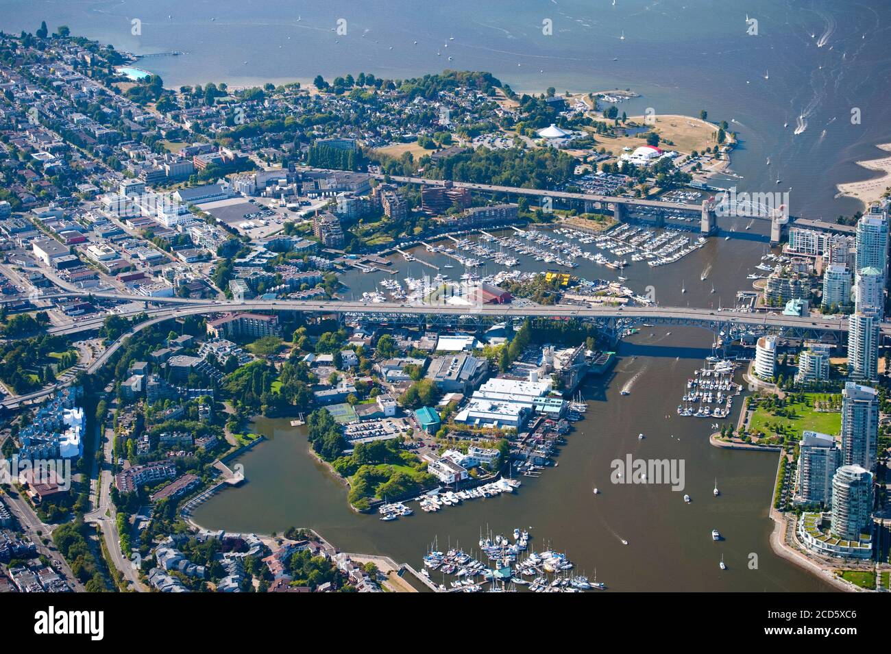 Vancouver, British Columbia, Granville Island, False Creek, Burrard St., Granville St., Burrard Street, Vanier Park, Maritime Museum, City Centre, b Foto Stock