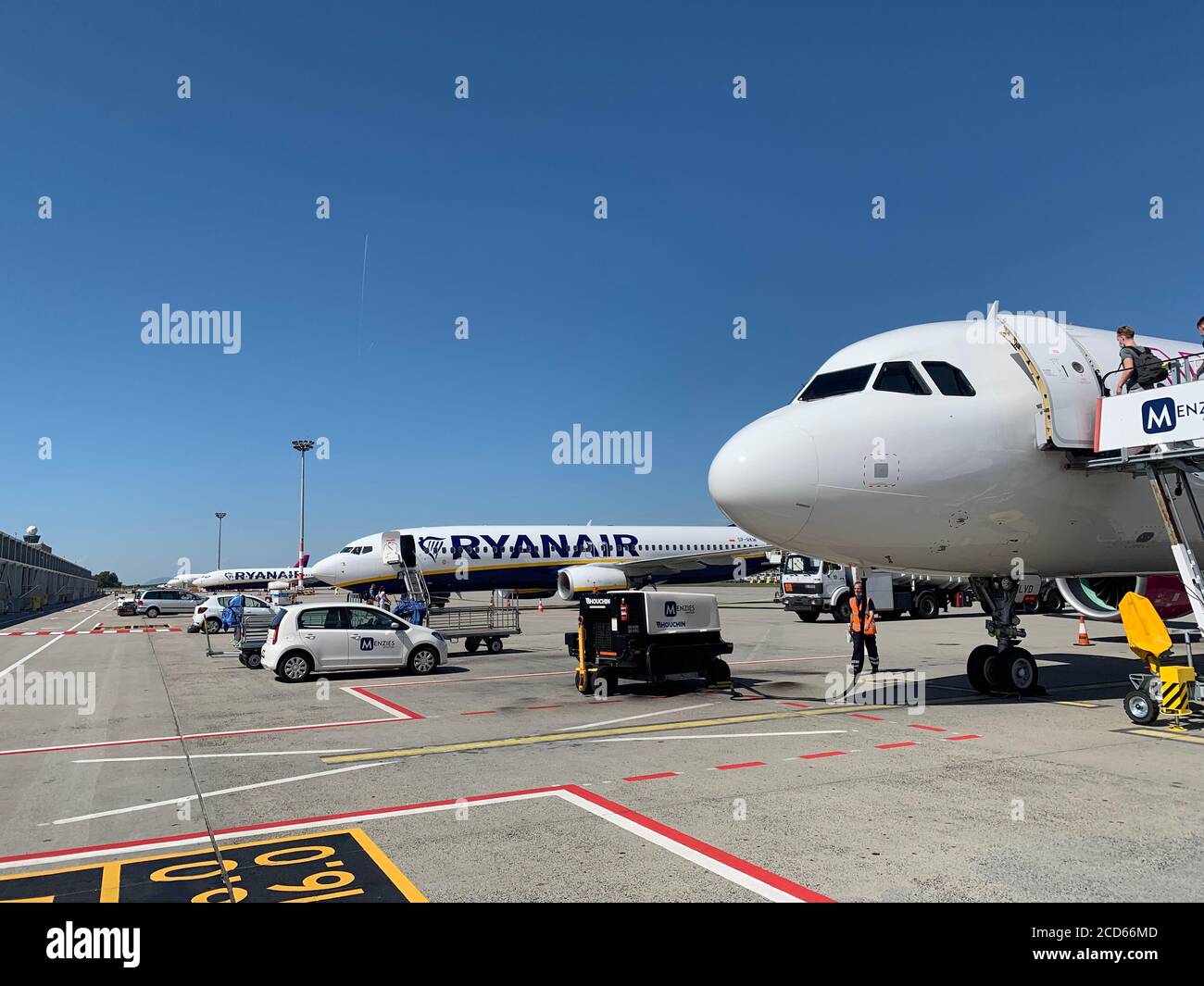 Aereo jet Ryanair all'aeroporto internazionale Ferenc Liszt di Budapest. Budapest / Ungheria. Foto Stock