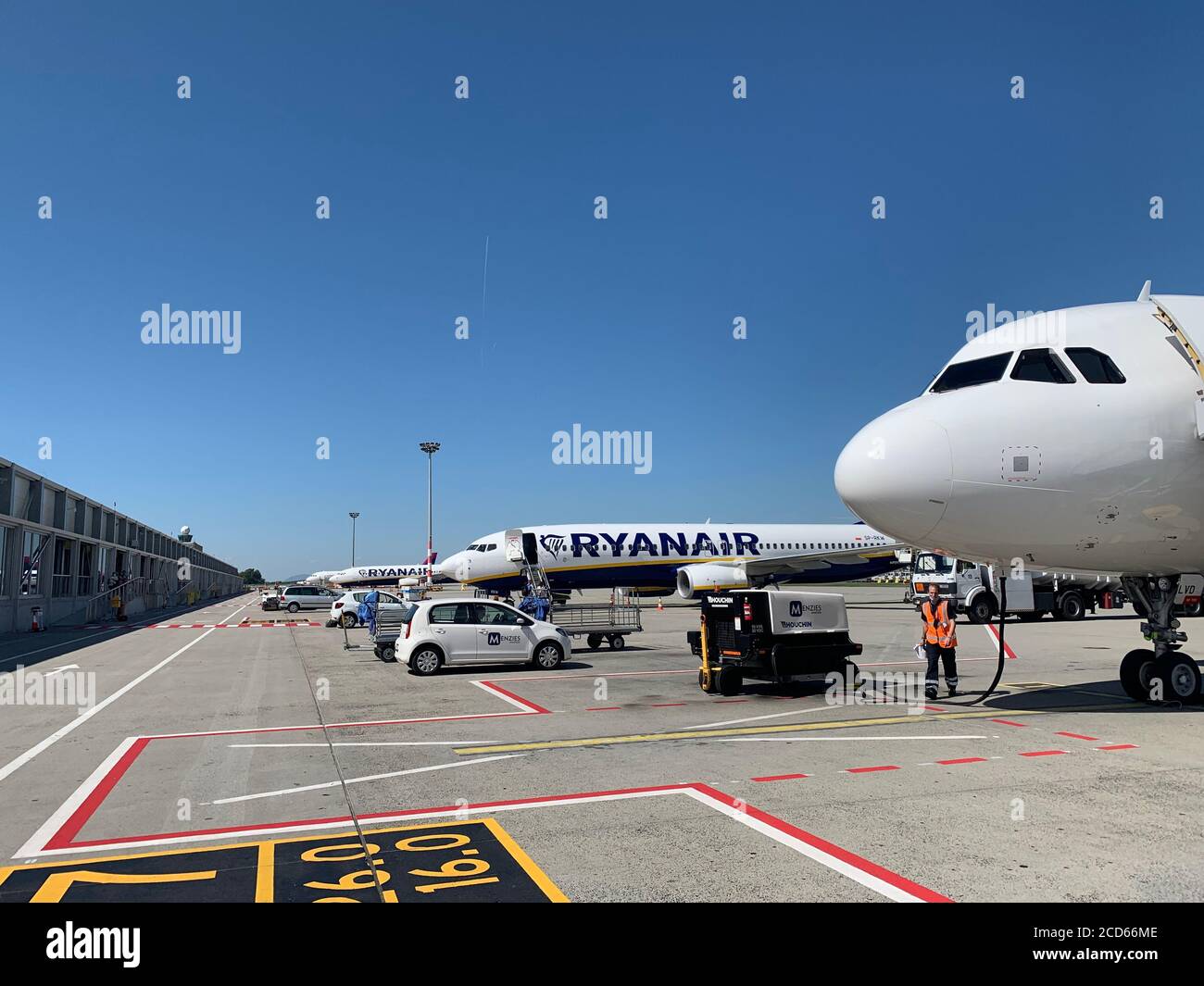 Aereo jet Ryanair all'aeroporto internazionale Ferenc Liszt di Budapest. Budapest / Ungheria. Foto Stock