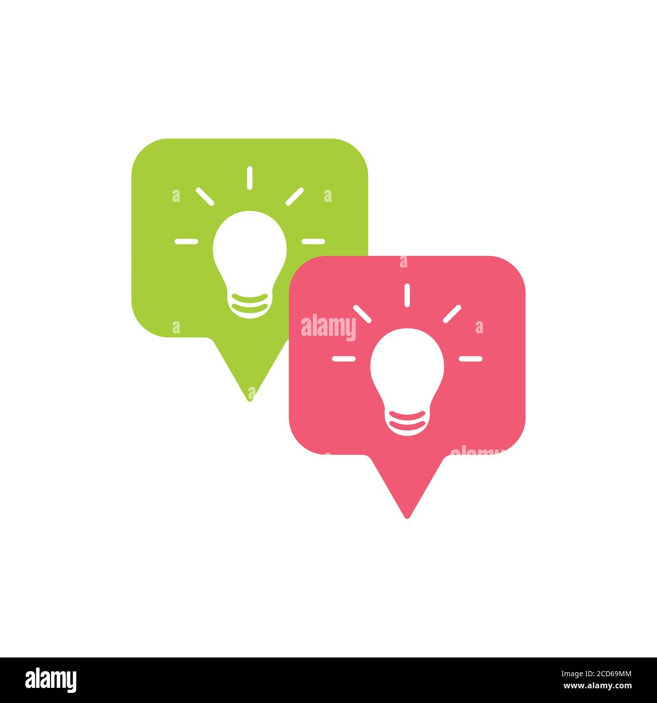 vettore di simbolo di idea di lampadina di conversazione bolla collegata Illustrazione Vettoriale