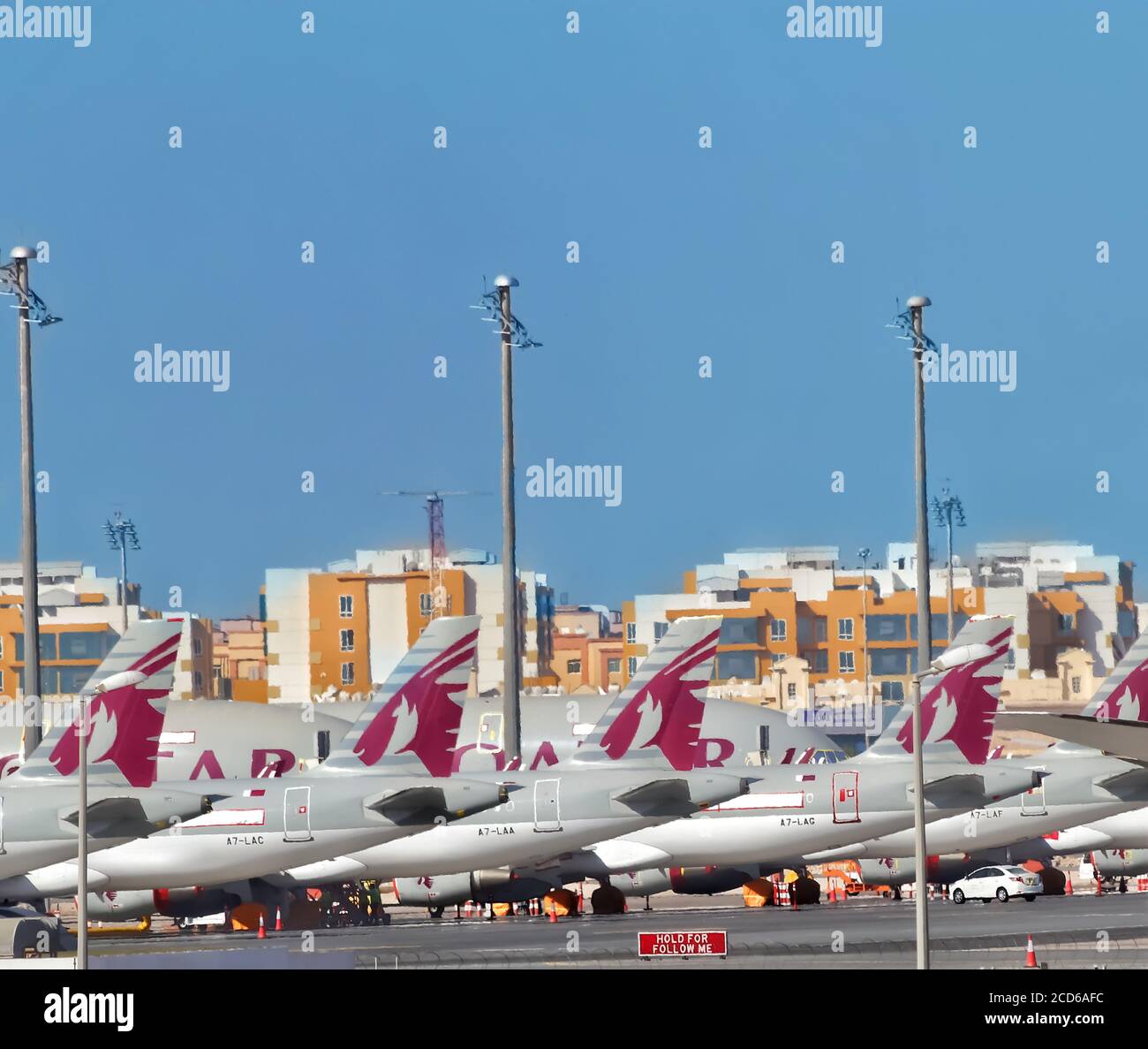 Qatar Airways è una delle compagnie aeree leader nel mondo con oltre 180 destinazioni in tutto il mondo. Foto Stock