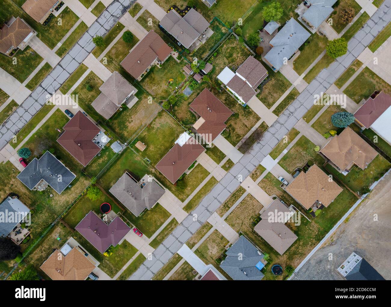 Strada in una piccola città in campagna di da Sopra la vista aerea Cleveland Ohio US Foto Stock