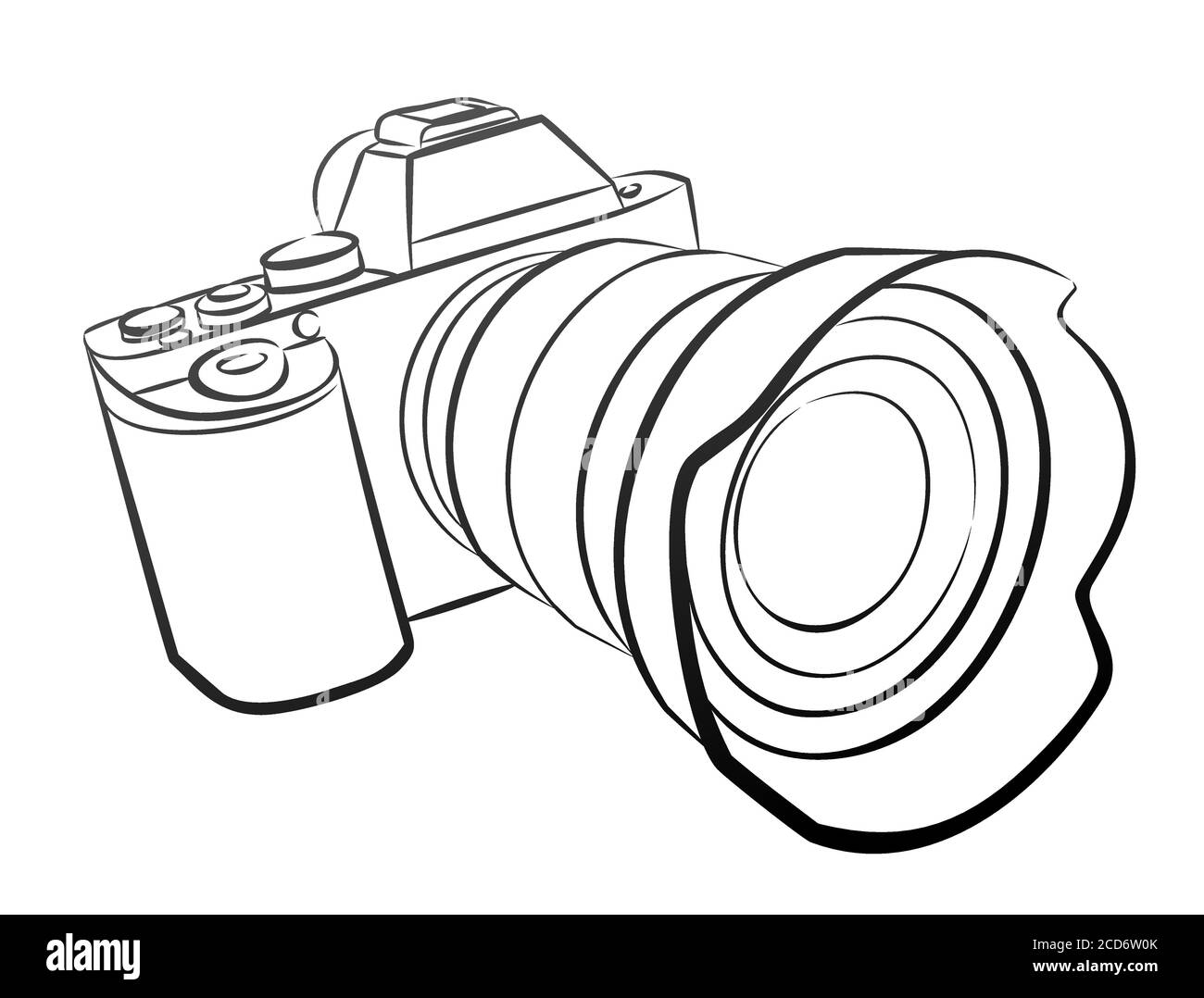 Un disegno della fotocamera professionale con un obiettivo Immagine e  Vettoriale - Alamy