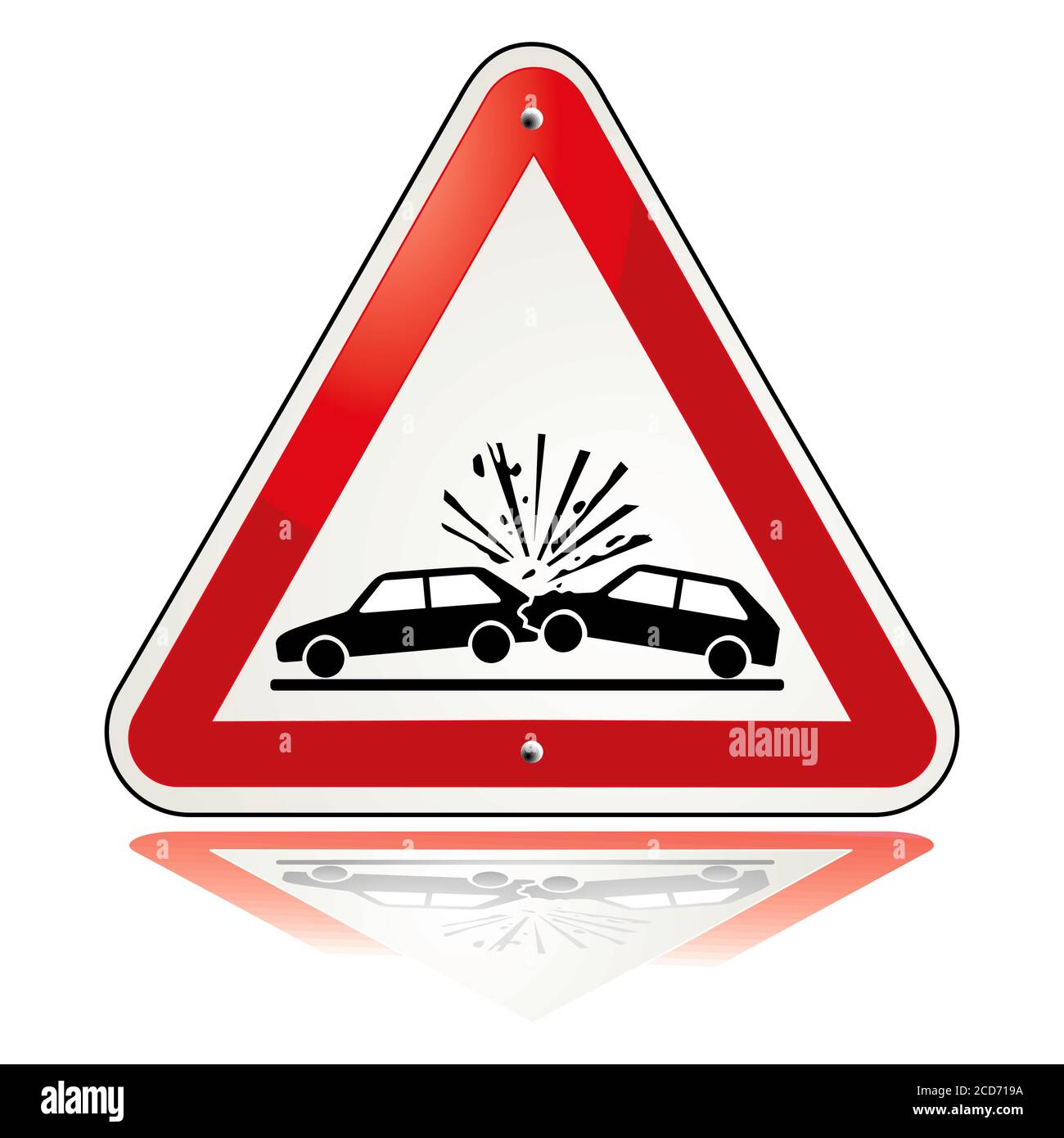 Segnale stradale di avvertenza incidenti - illustrazione vettoriale Illustrazione Vettoriale