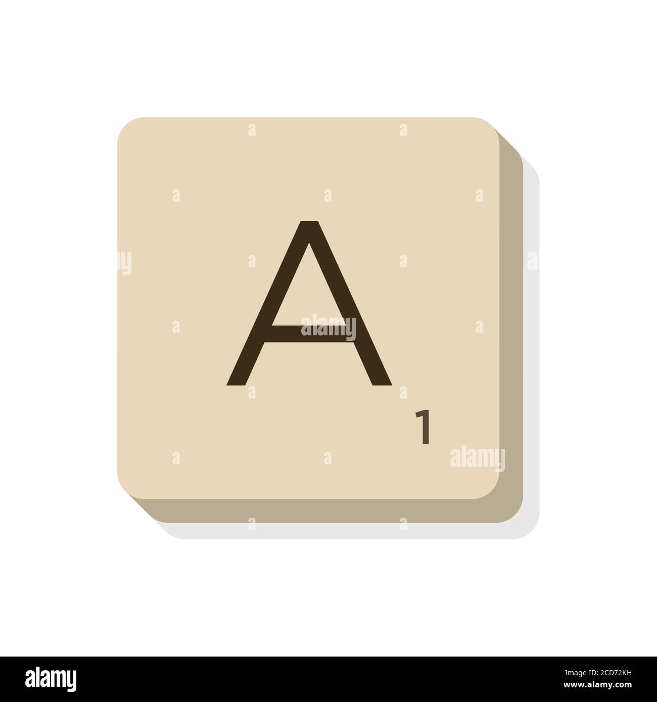 Lettera A in alfabeto scrabble. Isolare l'illustrazione vettoriale per comporre parole e frasi personalizzate. Illustrazione Vettoriale